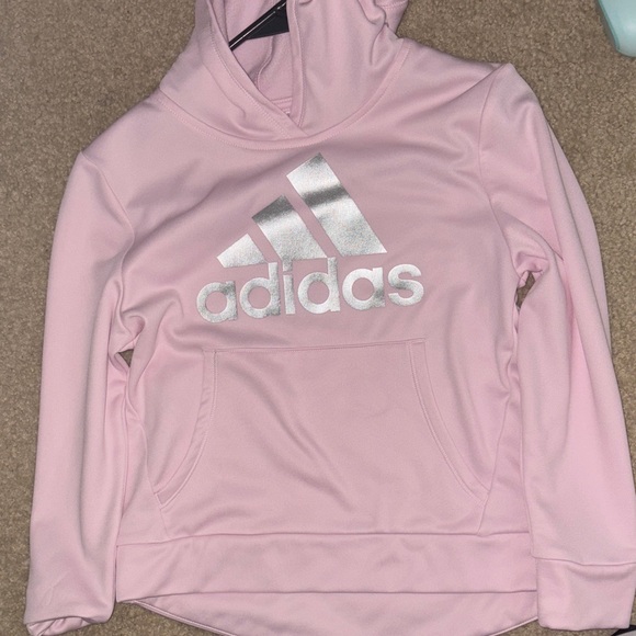 Adidas Light Pink Hoodie with Metallic Logo - Picture 1 of 2